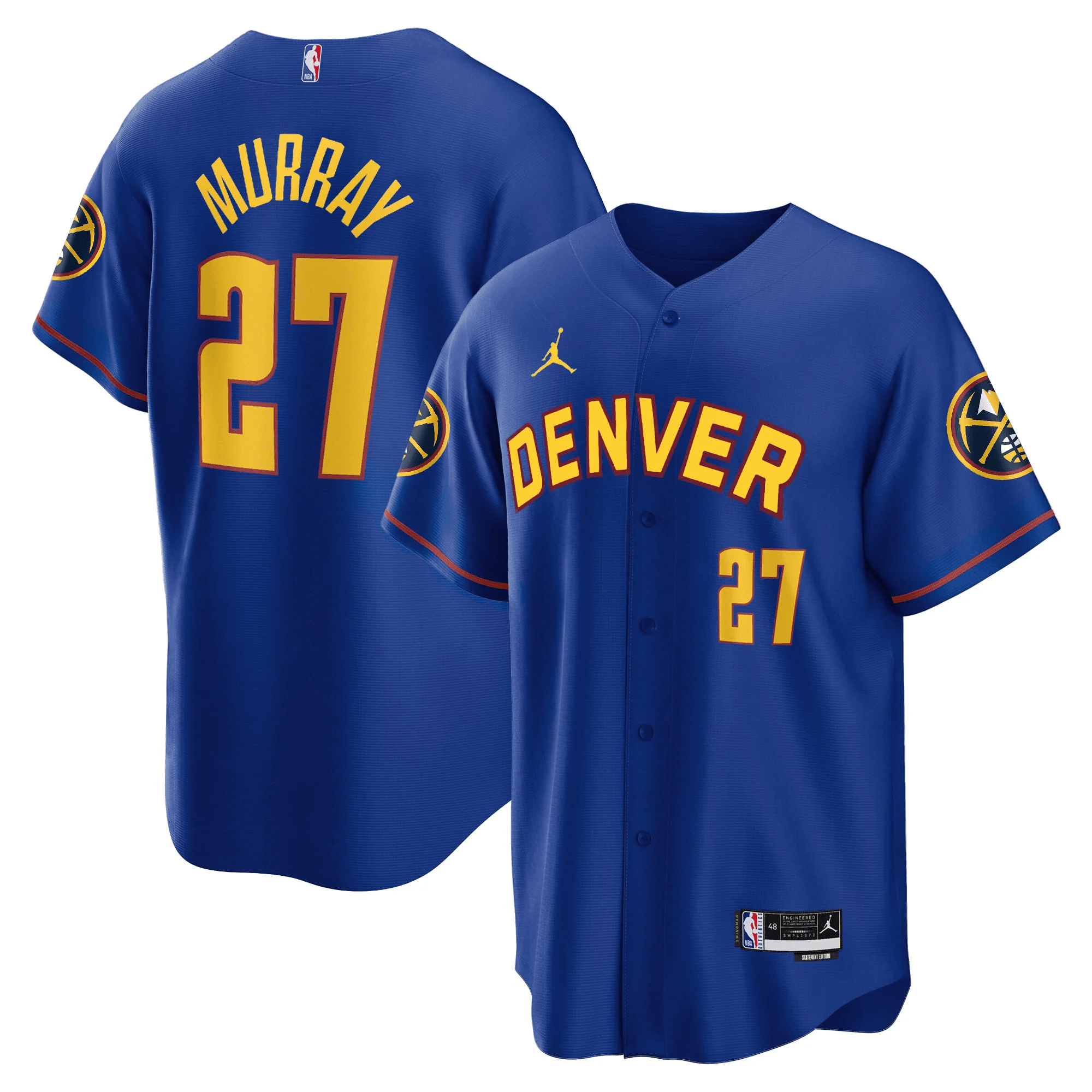 Men's Blue Denver Nuggets #27 Jamal Murray Cool Base Stitched Baseball Jersey